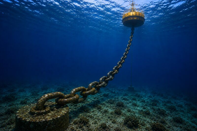 Chain mooring and buoy anchoring system inspection underwater